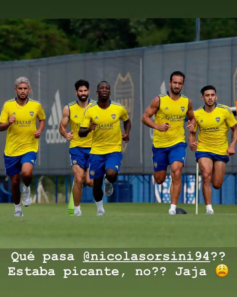 Carlos Izquierdoz apuntó contra Orsini en el entrenamiento.